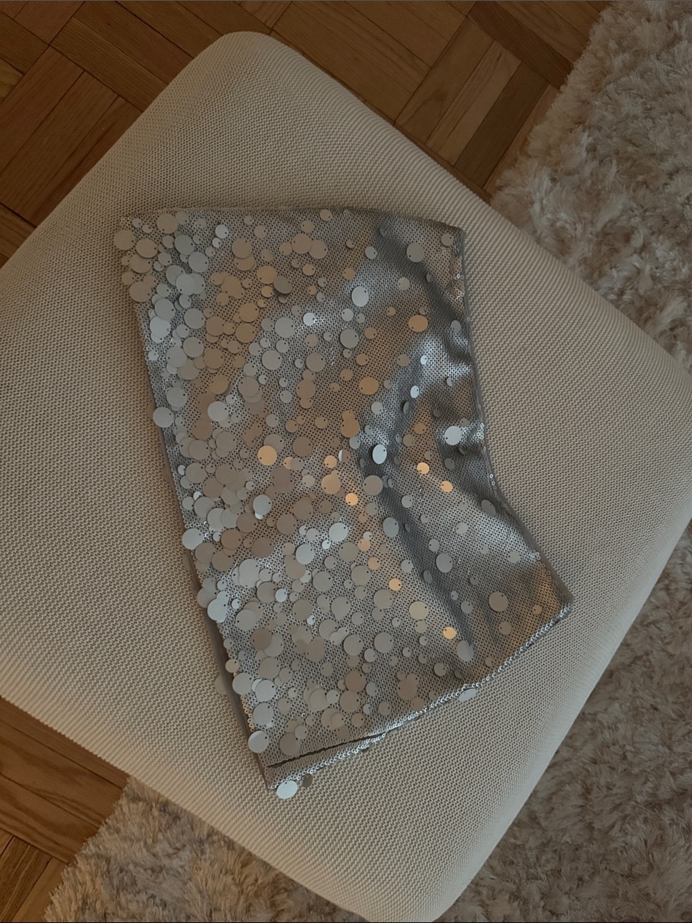 Silver Sequin Mini Skirt - Women's Party Skirt